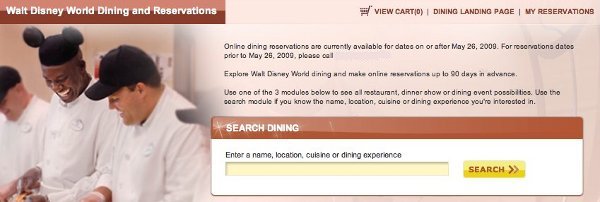 Disney Online Dining Reservations System