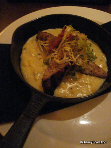 Le Cellier Spicy Chicken and Chipotle Sausage with Roasted Corn Polenta