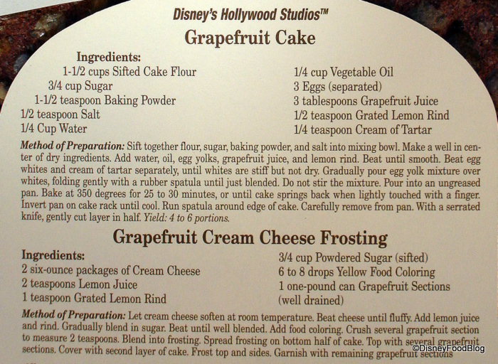 Brown Derby Grapefruit Cake Recipe