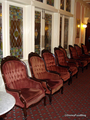 Lobby Chairs and Stained Glass Windows