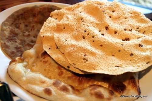 A Few Bread Service Choices -- Naan - Onion Kulcha - Paneer Paratha