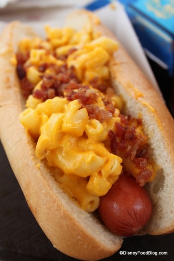 Macaroni and Cheese Hot Dog formerly served at Fairfax Fare