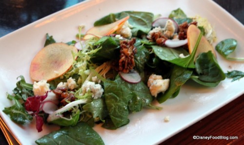 Mixed Field Greens with Shaved Stone Fruit, Sun Flower Seed Granola, Rogue Creamery Blue Cheese, and Ice Wine Vinaigrette