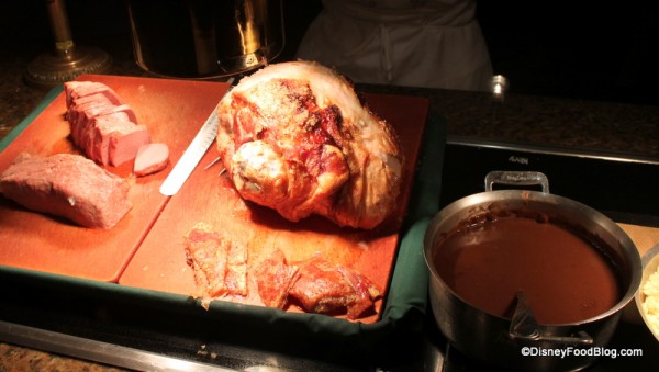 Carving Station with German Meat Loaf, Pork Roast, and Red Wine Sauce