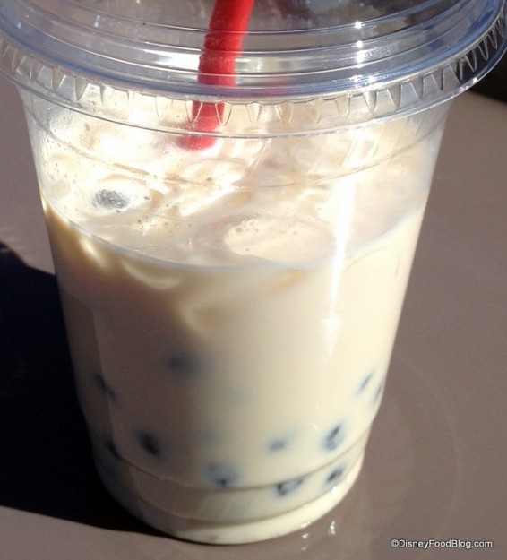 Peach- Oolong Bubble Tea -- comes much fuller than this, just drank a bit ;-)