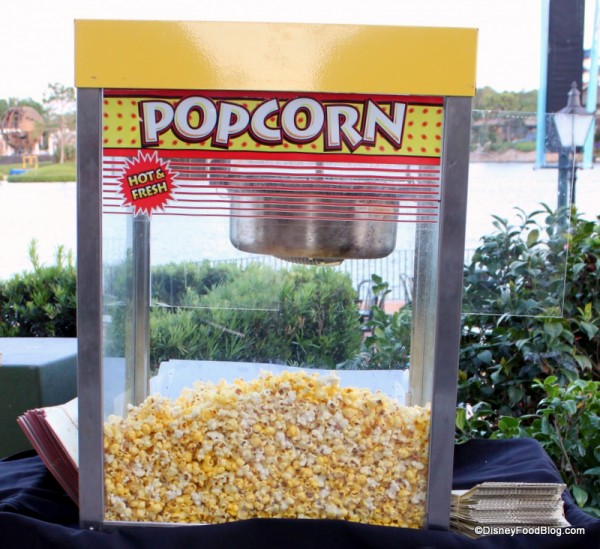 Disney Popcorn was popped on site and served in Disney popcorn containers!