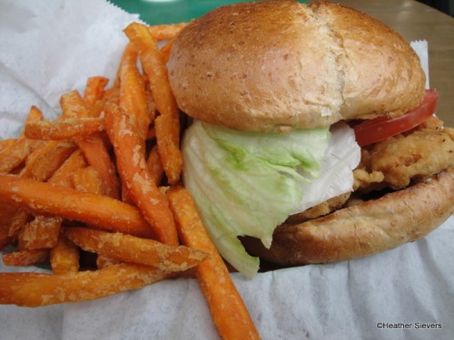 Crispy Chicken Sandwich and Sweet Potato Fries