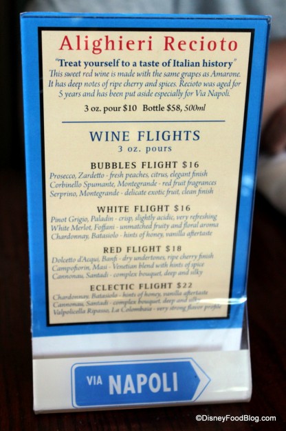 Wine Flight Information -- Click to Enlarge