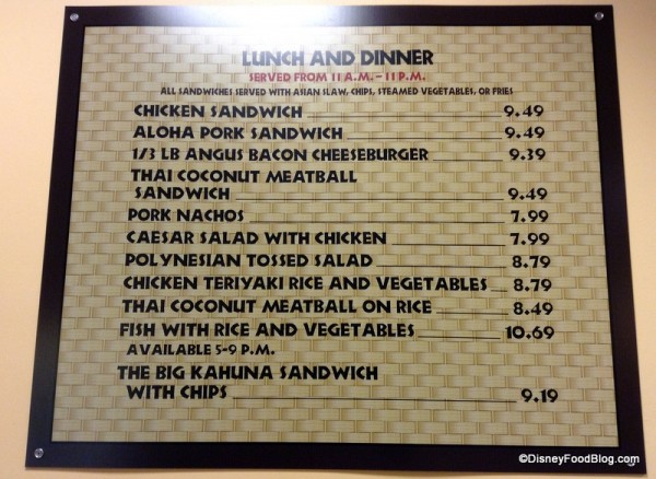 Lunch and Dinner Menu