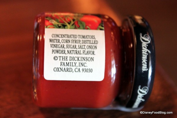 Dickinson's Ketchup Ingredients -- Click to Enlarge