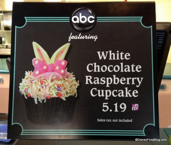 White Chocolate Raspberry Cupcake Sign at ABC Commissary