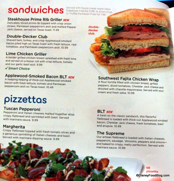 Menu -- Sandwiches and Pizzettas -- Click to Enlarge