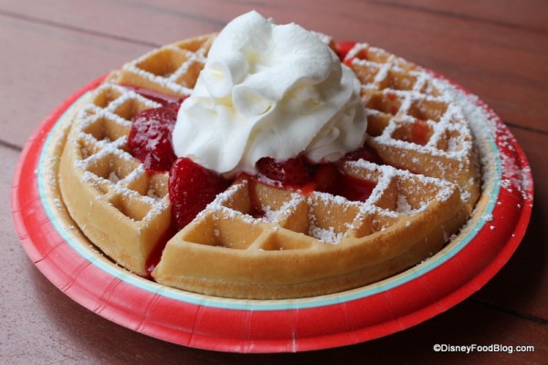 Waffle with Strawberries and Whipped Cream