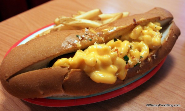 Mac and Cheese Hotdog and Fries