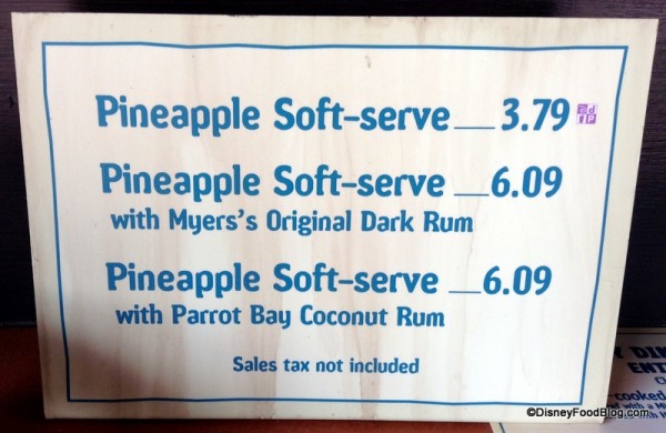 Pineapple Soft-serve (Dole Whip!) menu