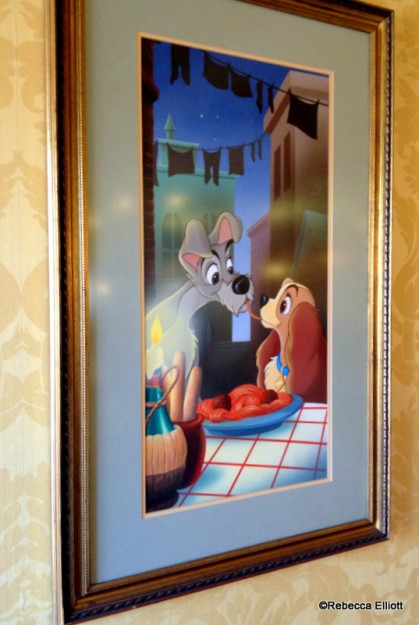 Images of Lady & the Tramp Are on Display Throughout the Restaurant