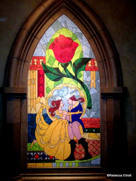 Belle and the Beast Tile Mosaic in the Entry