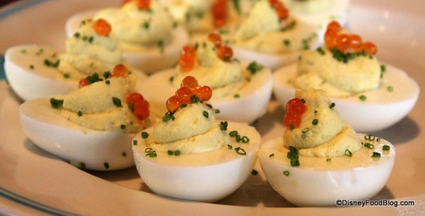 Deviled eggs topped with Caviar