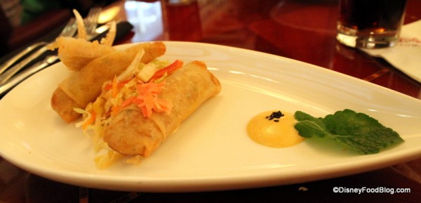 Blue Lump Crab Spring Rolls, Snow Crab Claw, and an Asian Spicy Slaw