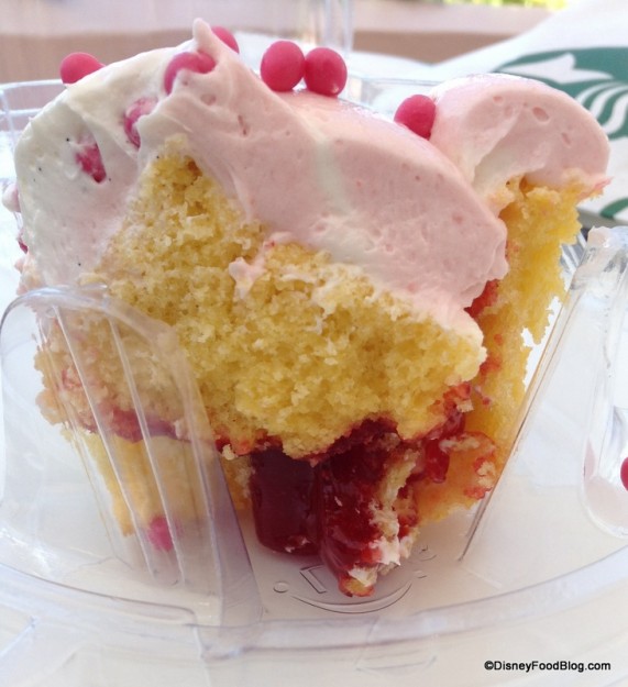 Inside of Strawberry and Cream cupcake
