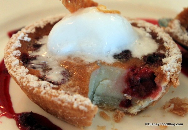 Cherry Clafoutis with Lemon Sorbet -- Cross Section