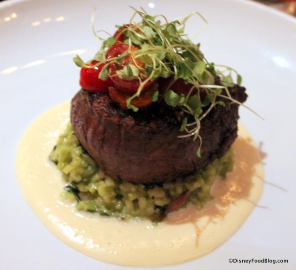 Le Cellier Filet with Smoked Bacon, Spinach Risotto, and Parmesan-Butter Sauce