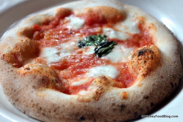 Pizza Margherita con Bufala DOC -- Wood Fired Neapolitan Style Pizza with Buffalo Mozzarella