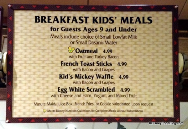 Kids' Breakfast Menu