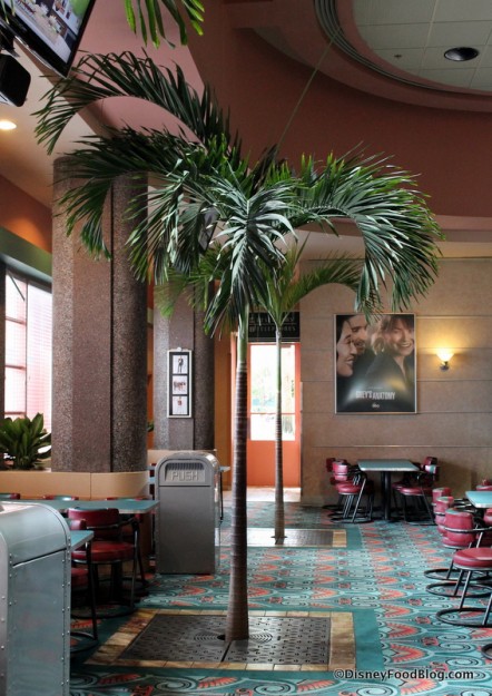 Palm tree in seating area