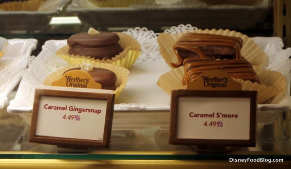 Caramel Gingersnap and Caramel S'more in bakery case