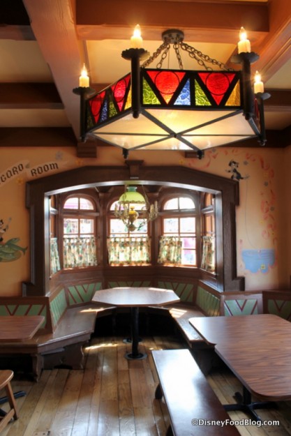 Stained glass lamp and window seating