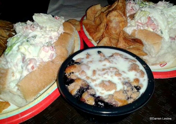 Lobster Roll and Blueberry Cobbler