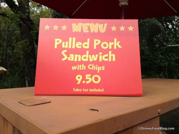 Pulled Pork Sandwich sign