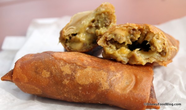 Cross section of Cheeseburger Spring Rolls