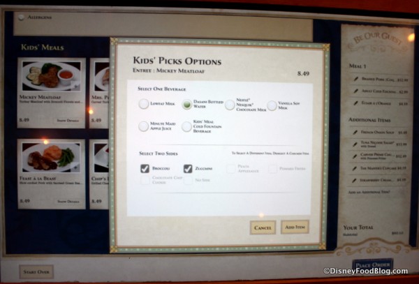 Digital Touchscreen Kiosk Menu -- Kids Picks Options