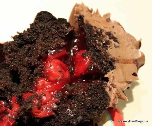 Chocolate Covered Cherry Cupcake -- Cross Section