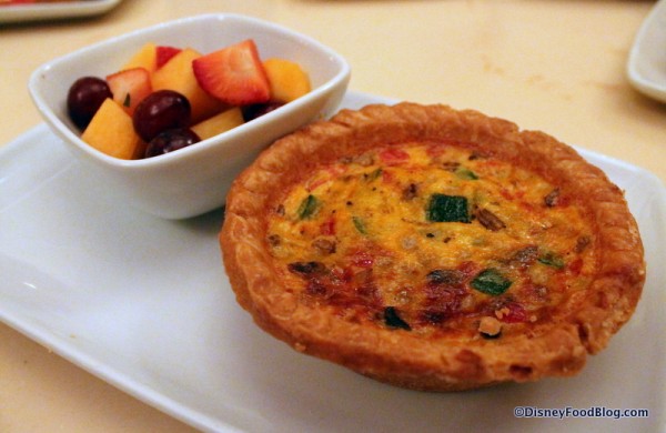 Vegetable Quiche served with fresh fruit