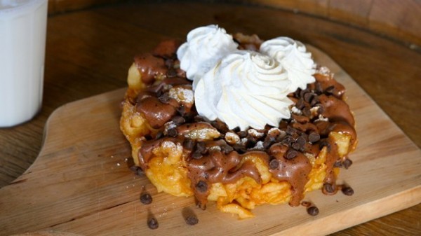 I WILL be trying this Mocha Chip Funnel Cake in Disneyland on Friday! ©Disney