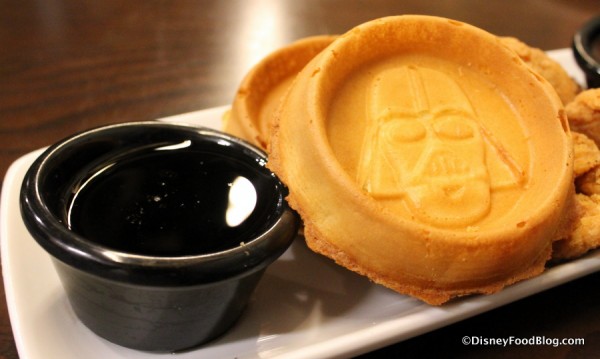 Darth Vader Waffles with maple syrup