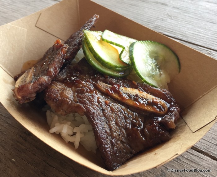Bulgogi Barbecue Short Rib with Steamed Rice and Cucumber Kimchi