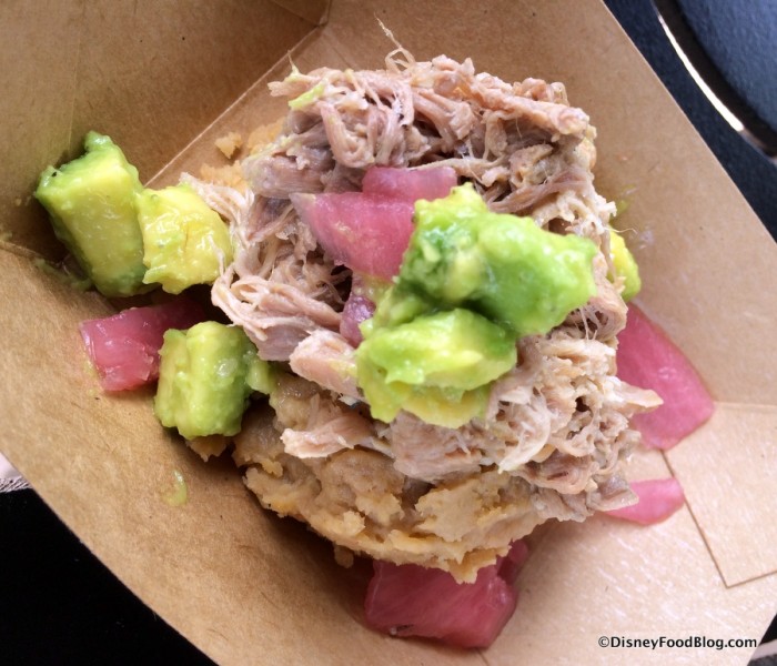 Roasted Pork with Mangu Pickled Red Onions and Avocado