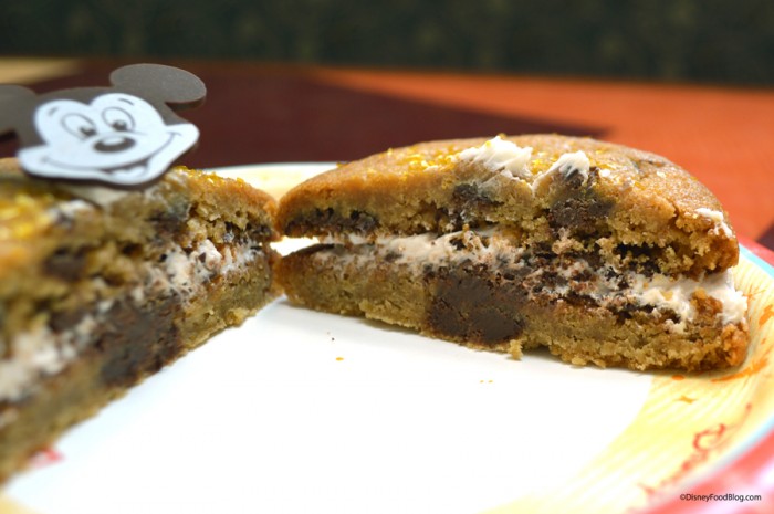 Chocolate-Chip Cookie Sandwich Cut in Half