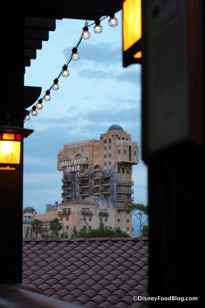 View of The Tower of Terror from Alfresco Tasting Terrace
