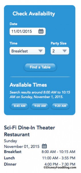 Screenshot for Breakfast Reservations at Sci-Fi Dine-In
