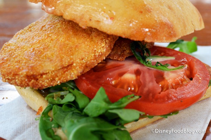 Closeup of the Fried Green Tomato Sandwich 