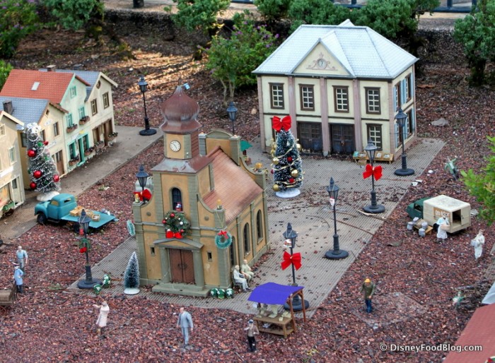 Check Out the Holiday Decorations in the Germany Pavilion's Train Town Square!
