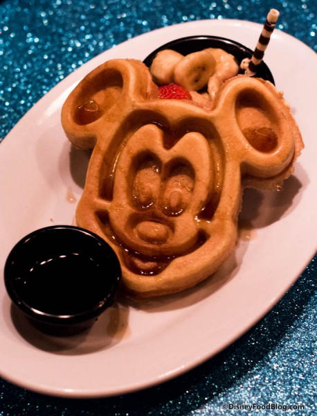 Micky Mouse Waffle, Fruit Cup and Syrup 