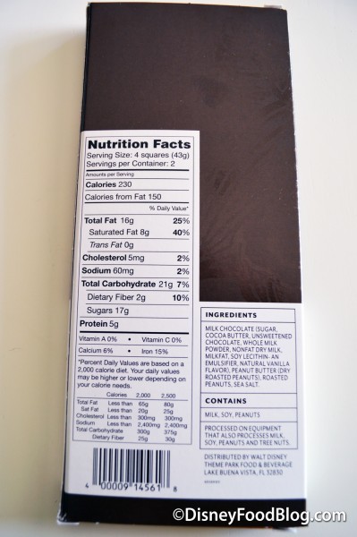 The Pluto Chocolate Bar Nutritional Facts 