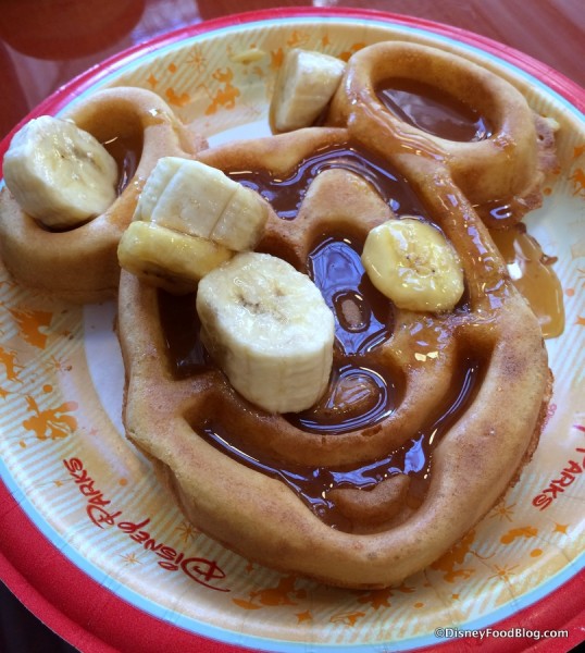 Jumbo Mickey Waffle with Caramel Banana Sauce