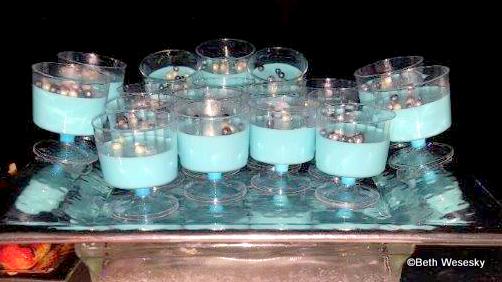 Blue Milk Panna Cotta with Crispy Pearls